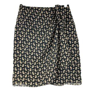 Emanuel Ungaro 100% Silk Black Paisley Wrap Skirt